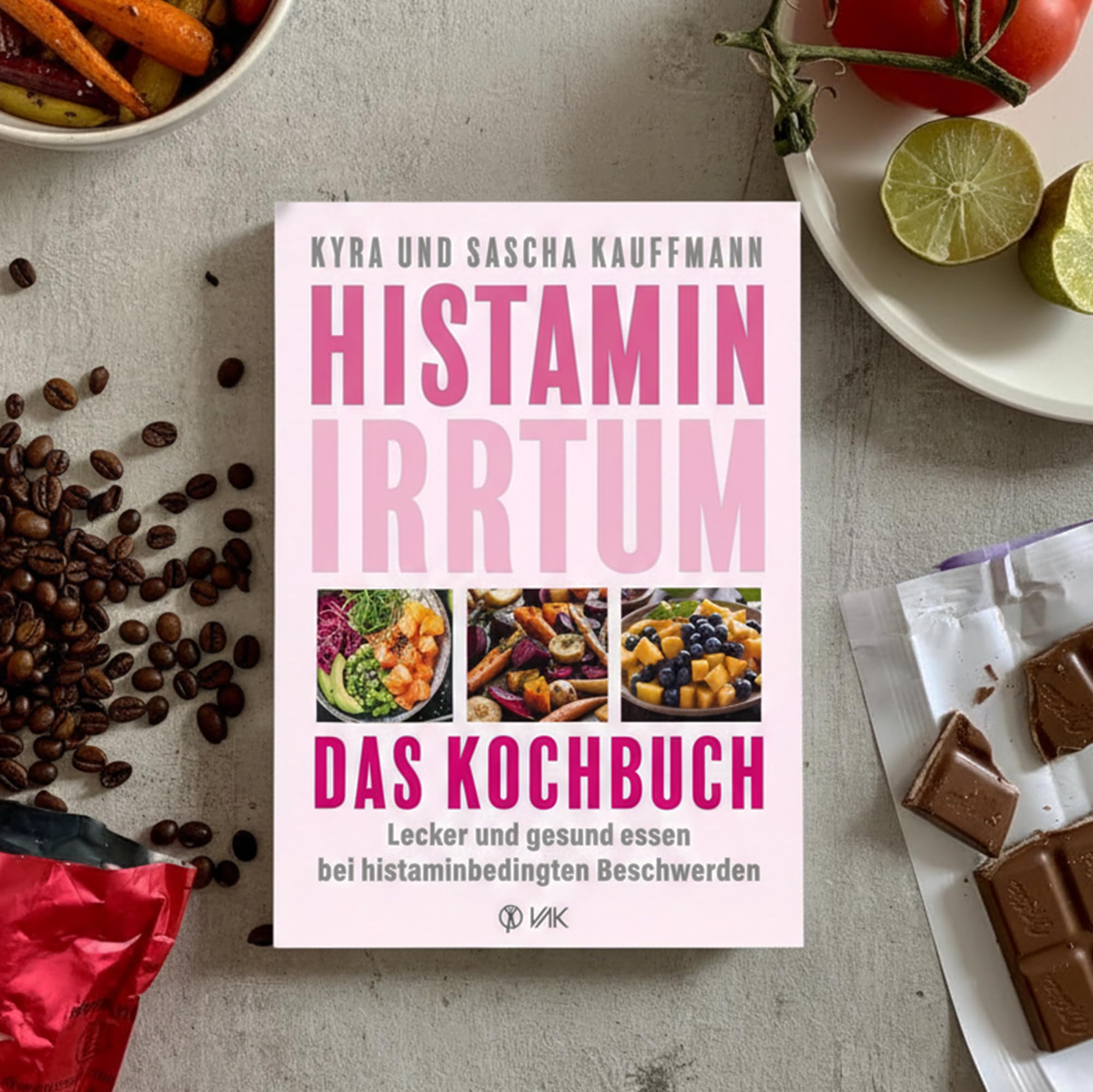 Histamin Buch Bundle von Kyra & Sascha Kauffmann – Der Histamin-Irrtum + Histamin-Irrtum Kochbuch – Lecker essen bei Histaminintoleranz inkl. exklusivem Design-Lesezeichen