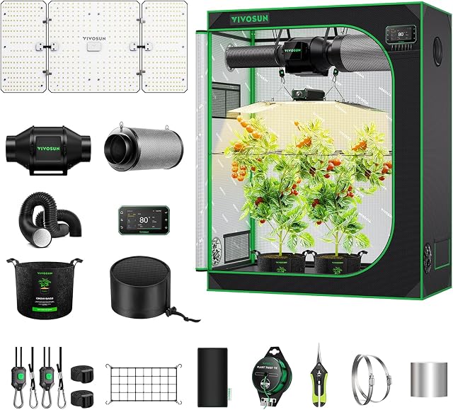 VIVOSUN Smart Grow Tent Kit 2x4, 2-Plant WiFi-Integrated Grow System | including 200W Full Spectrum LED,Automatic Control with GrowHub E42A+, Efficient Ventilation System,48x24x60" Grow Tent