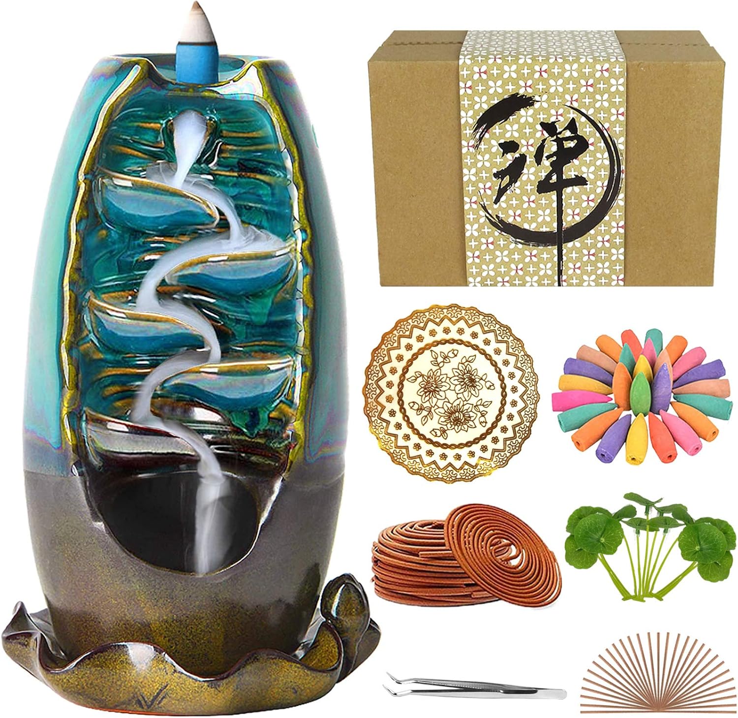 Waterfall Incense Holder Ceramic Incense Burner Zen Home Decor