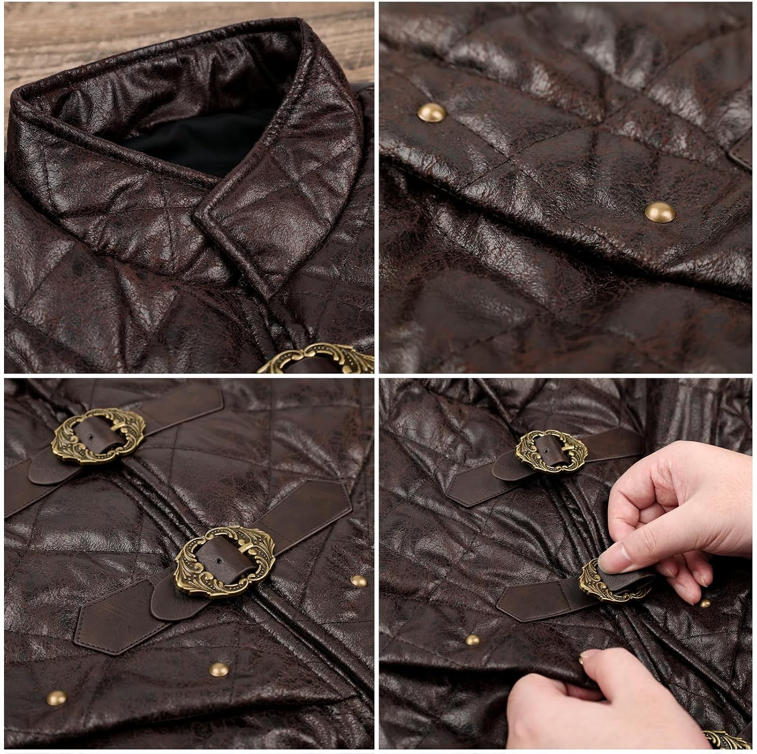 HiiFeuer Medieval Suede Sleeveless Vest, Adjustable Buckle Renaissance Costume Tunic, Pirate Cosplay Knight Body Armor - Image 5