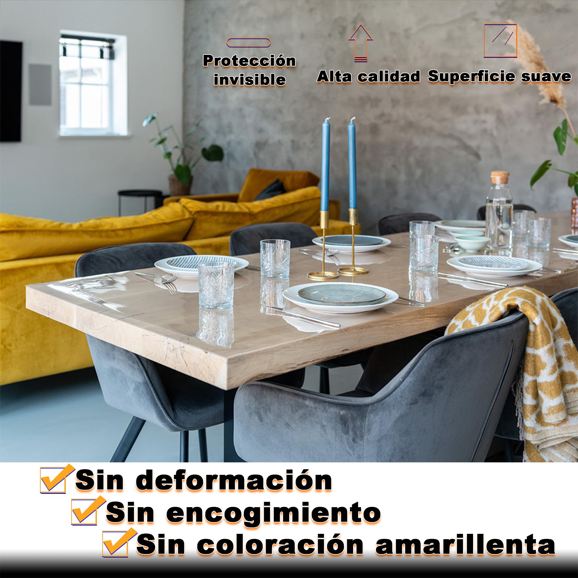 Hules para Mesas Rectangular 110x300cm, Transparente y Fácil de Lavar Sin Amarillear Mantel se Puede Enrollar PVC Mantel para Barra de Bar/Mesa de Cerveza, Transparente 1mm