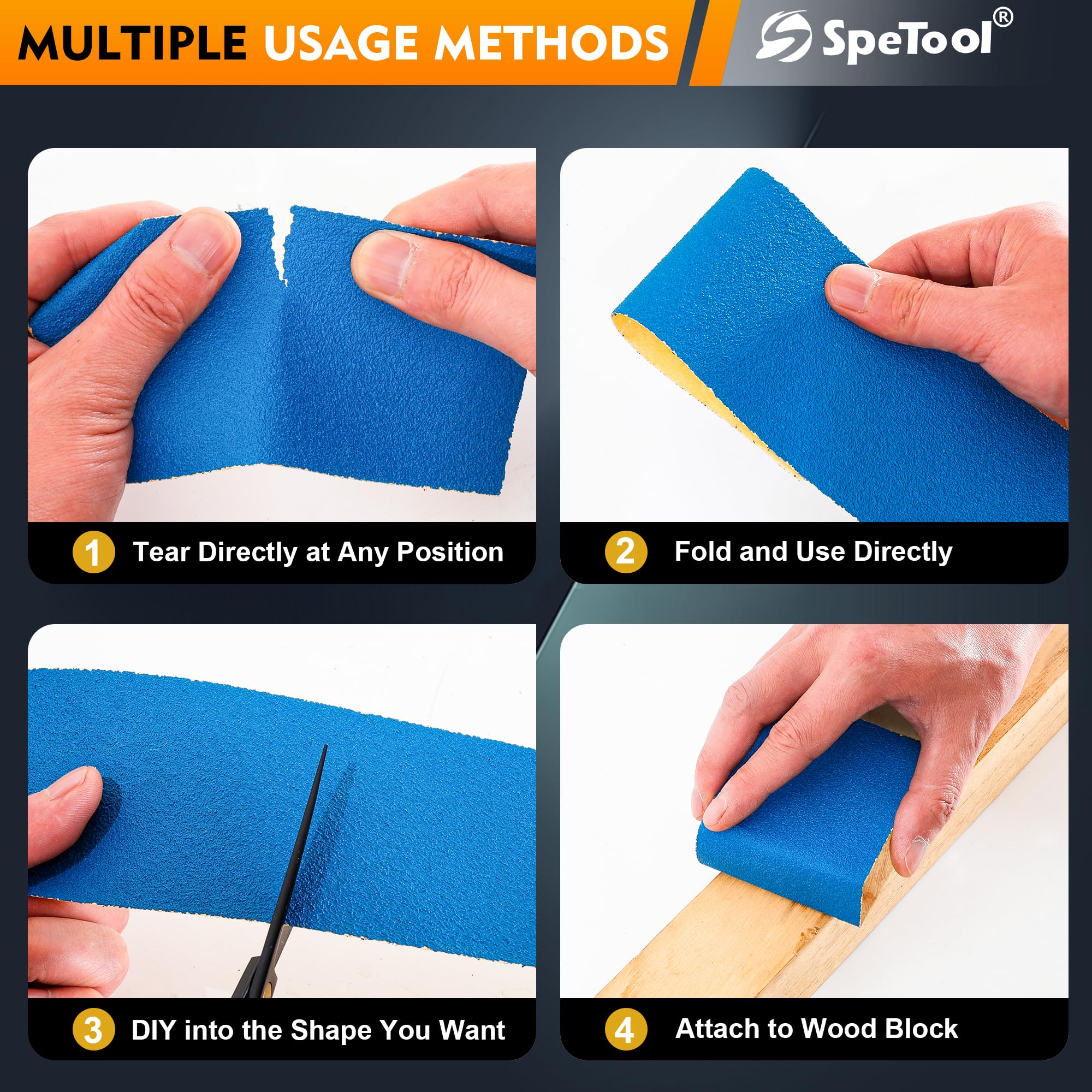 SpeTool Rollo de papel de lija de 70 mm x 8 m, grano 240, PSA Langbahn - Rollo de papel de lija autoadhesivo de óxido de aluminio para coches, bloques de lijado de mano, madera, metal y plástico