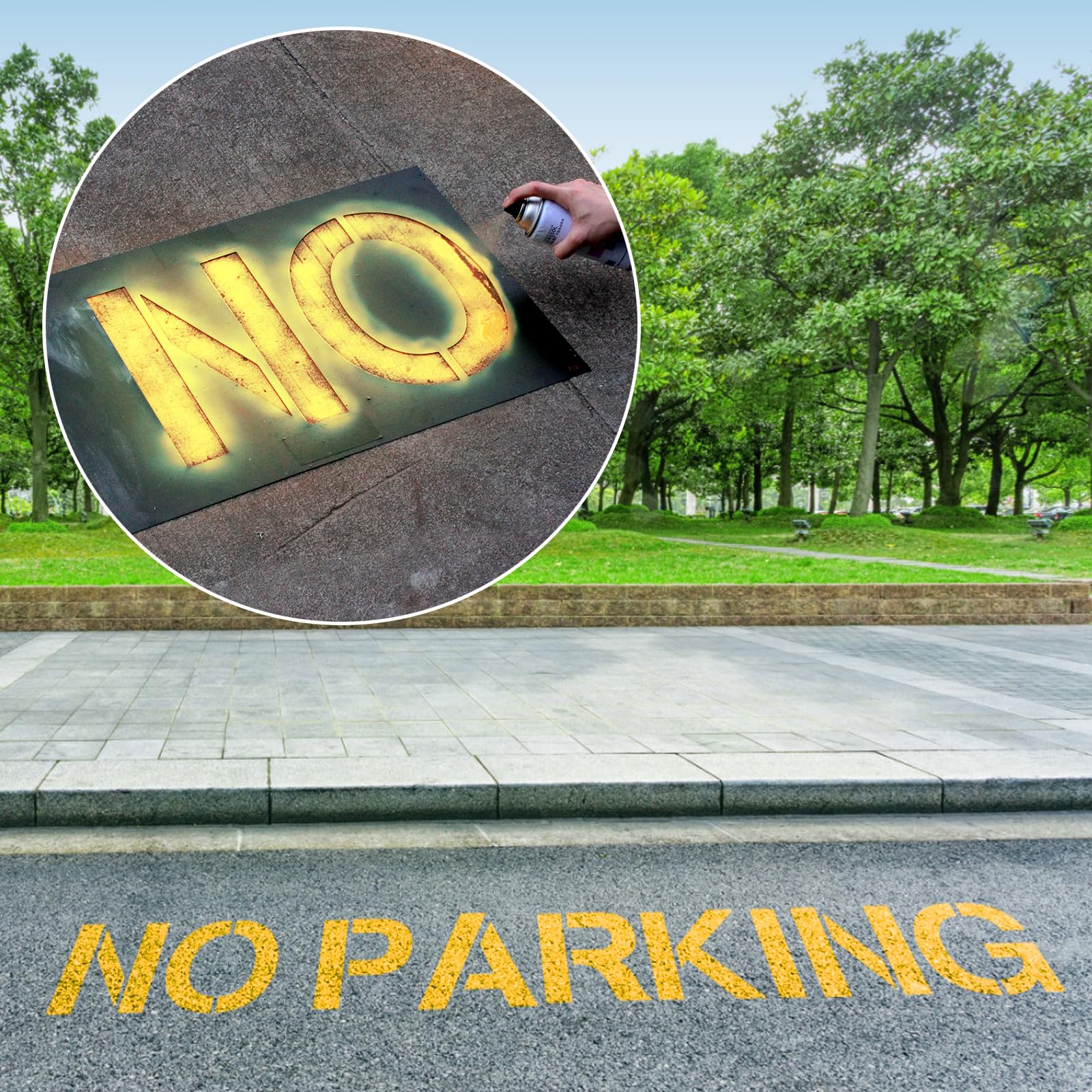30,5 cm Buchstabe No Parking Schablone für Parkplatz mit Klebeband, Spleiß Parkplätze Bordsteine, Malschablonen, kein Parkplatz, Pflasterstein-Schablonen für Verkehrskante, Asphalt