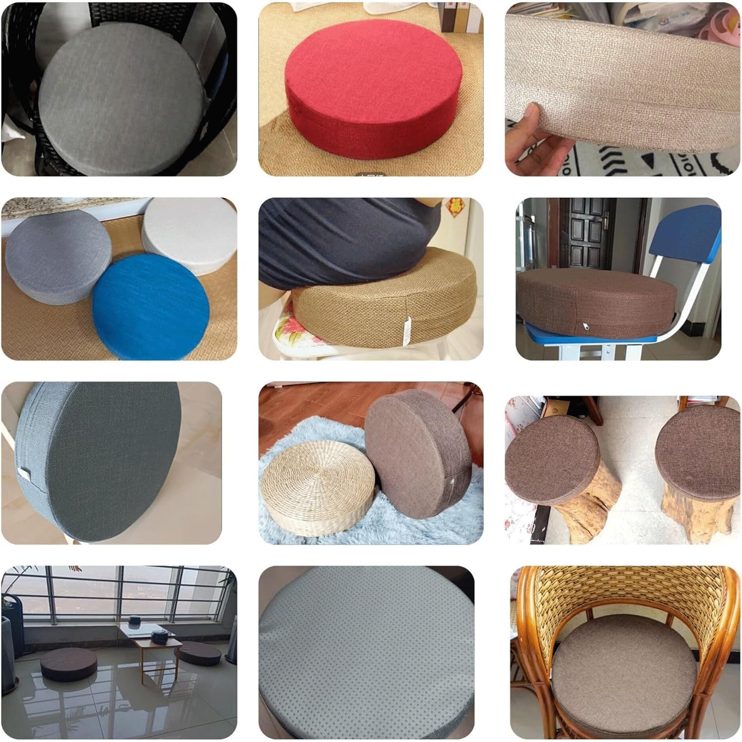 Galette de Chaise Rond en Cuir PU Imperméable - Coussin de Siège Antidérapant et Détachable - Mousse Mémoire 30/35/40/50cm - Usage Intérieur/Extérieur Bureau,Cuisine,Jardin,Salon(Color 5,4pcs 40x40x5c