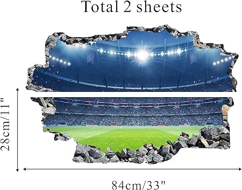 Miniatura 5 de IARTTOP Calcomanías de pared grandes 3D para estadio de fútbol americano, calcomanías de pared de jugador de fútbol para guardería, fútbol, deporte,