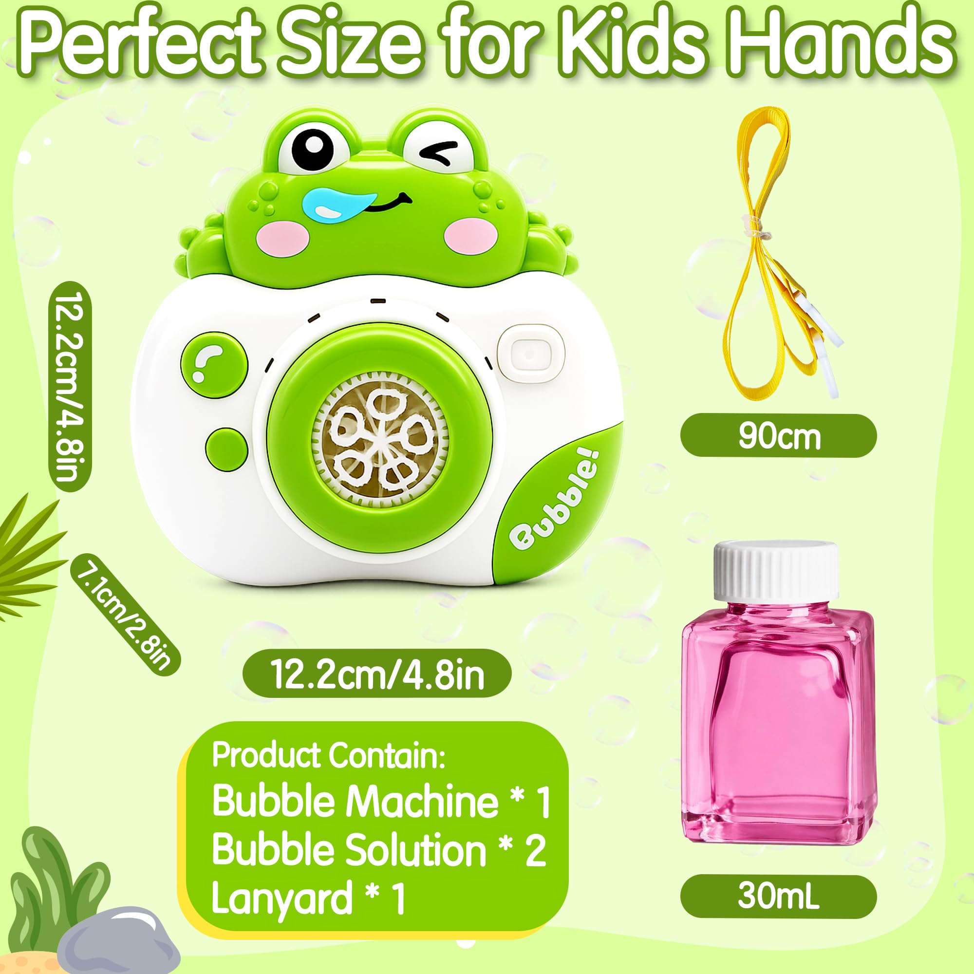 Máquina de Burbujas Rana Cámara, Máquina Automática de Burbuja con Sonido y Luz, Maquina Pompas Jabon con Concentrado de Burbujas, Juguete para 3-8 Años Niños Fiesta Cumpleaños al Aire Libre Regalo