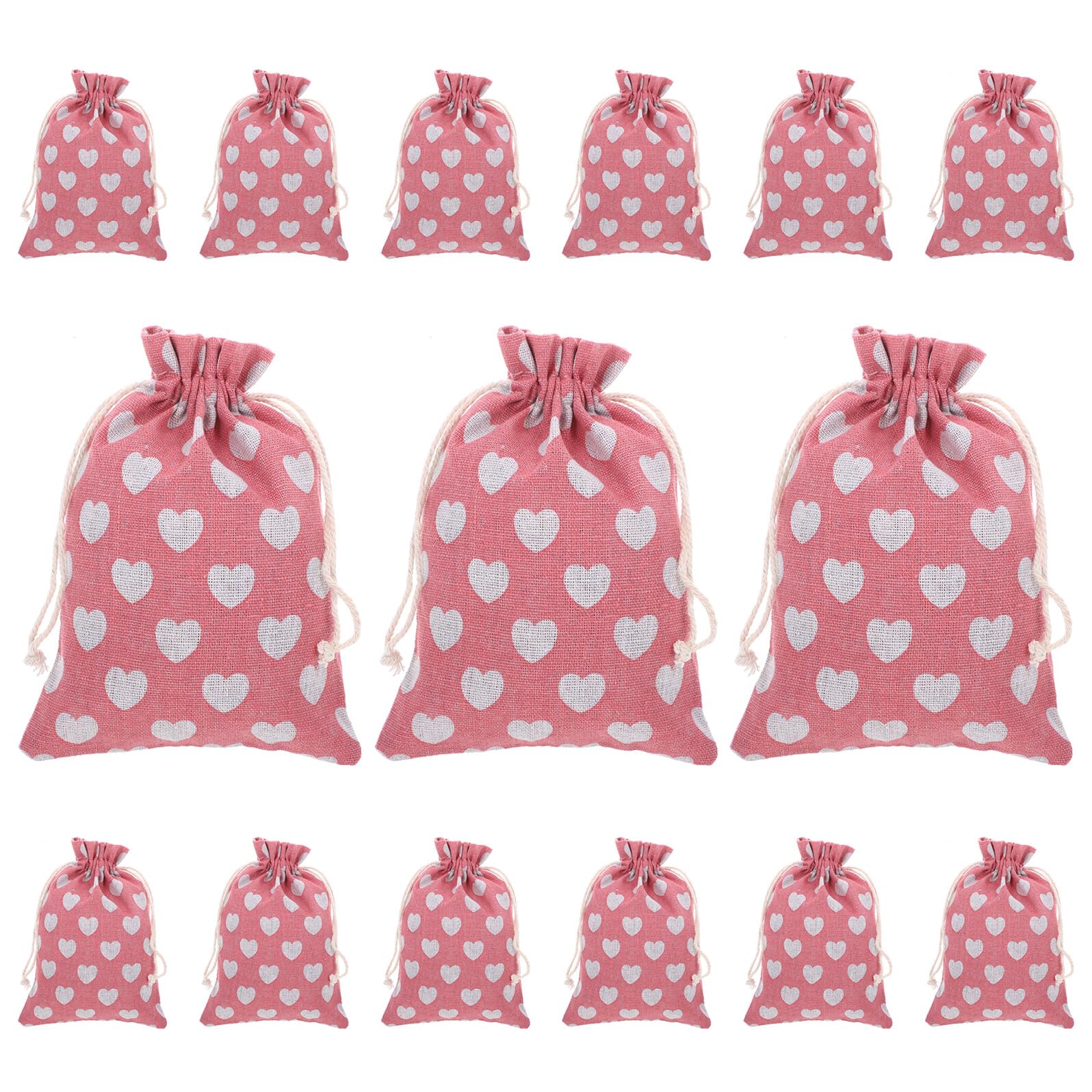 Bolsas de algodón para evitar pérdidas de joyas saquitos con cordón de corazones