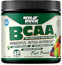 WILD BUCK Bcaa Powder With Natural&Powerful Herbs For Muscle Endurance,Muscle Growth,Recovery&Hydration|Pre,Intra&Post Workout Bcaas Supplement For Women&Men [Fruit Punch,30 Servings,300G]