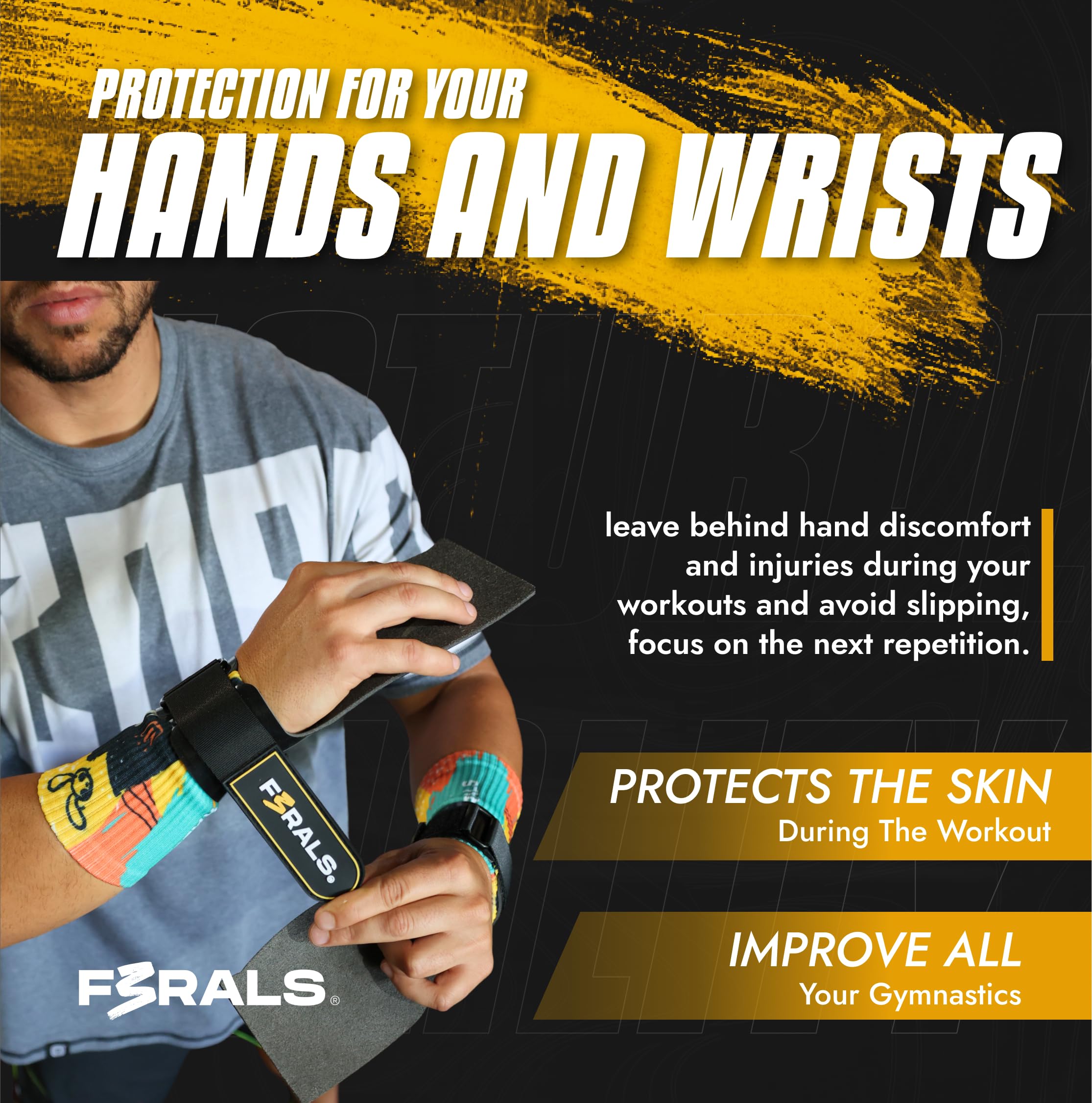F3RALS ® Hand Grips Cross Training, Black, S/M - Image 4