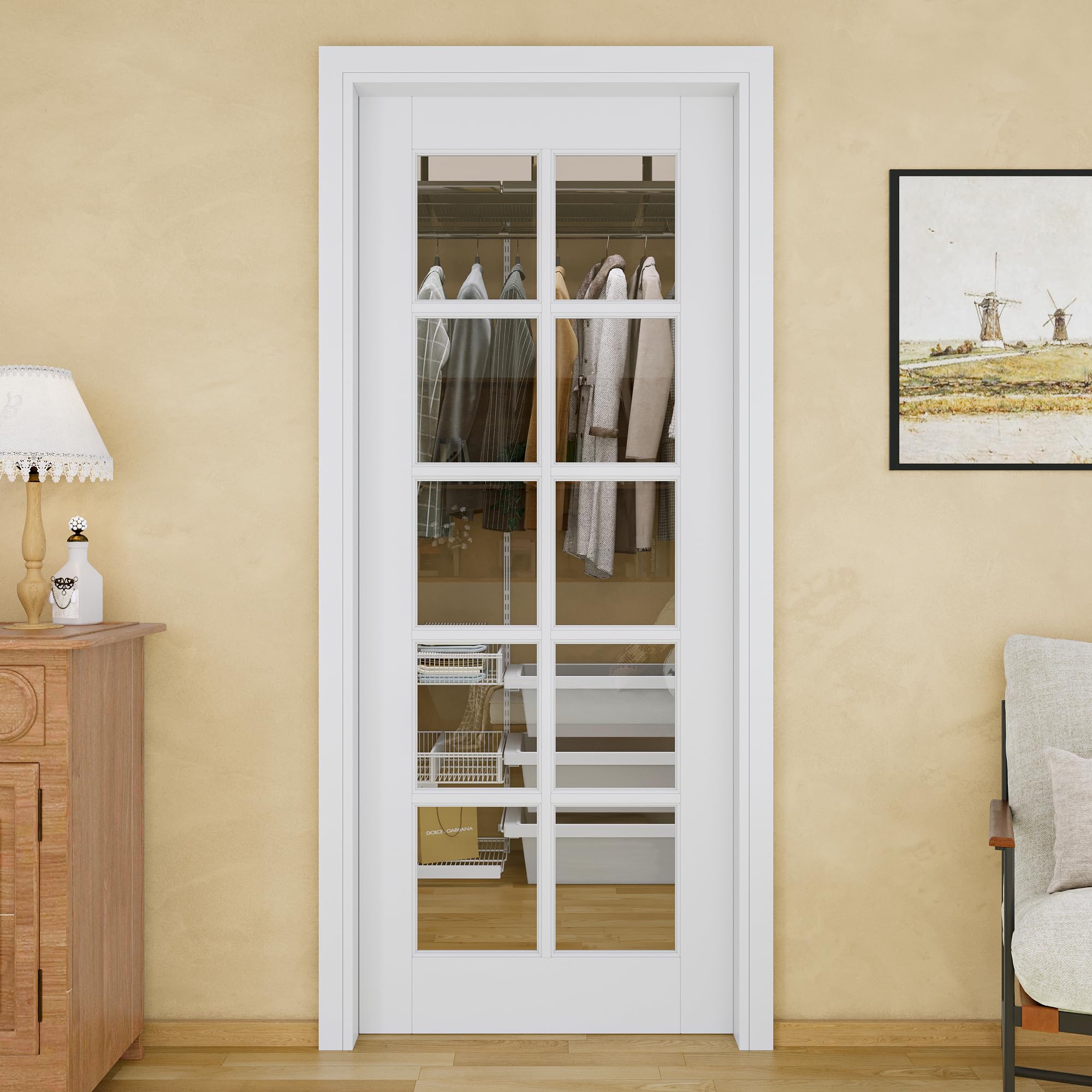 32x80 Sliding Pocket Door,10-Lite Clear Glass Doors,Pantry Door,Room Doors