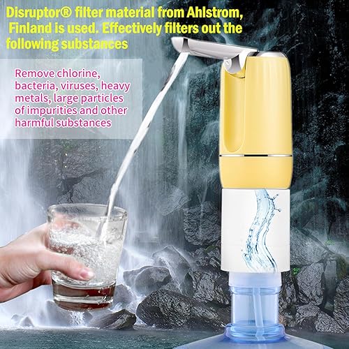 Miniatura 9 de CoolWAY Filtro de bomba eléctrica plegable para botella de galón, dispensador de agua portátil para camping, al aire libre, hogar y oficina,
