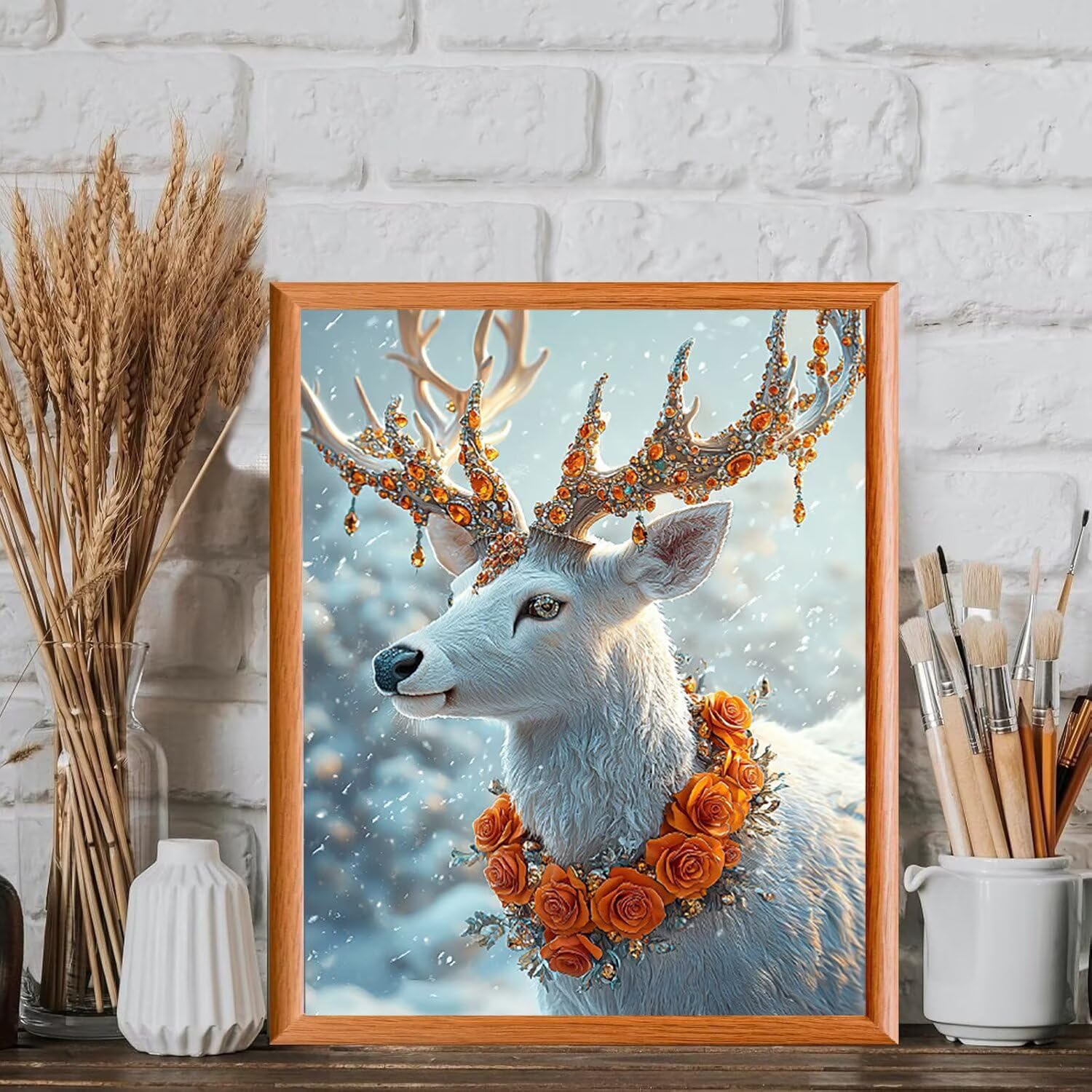 WEISHIWE Dipingere con i Numeri Adulti Alce in inverno, 80x100cm s-157 | Paint by Numbers Kit con Pennelli e Acrilico Pigmento, Fai da te Olio La Pittura di Numeri Kit, Decora la Casa, senza Cornice