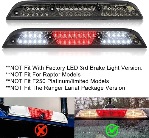 Miniatura 3 de Tercera luz de freno LED de lente ahumada compatible con F150 2015-2024, F250F350F450F550, 2019-2024 Ranger 2019-2024, 3 lámpara de freno LED de