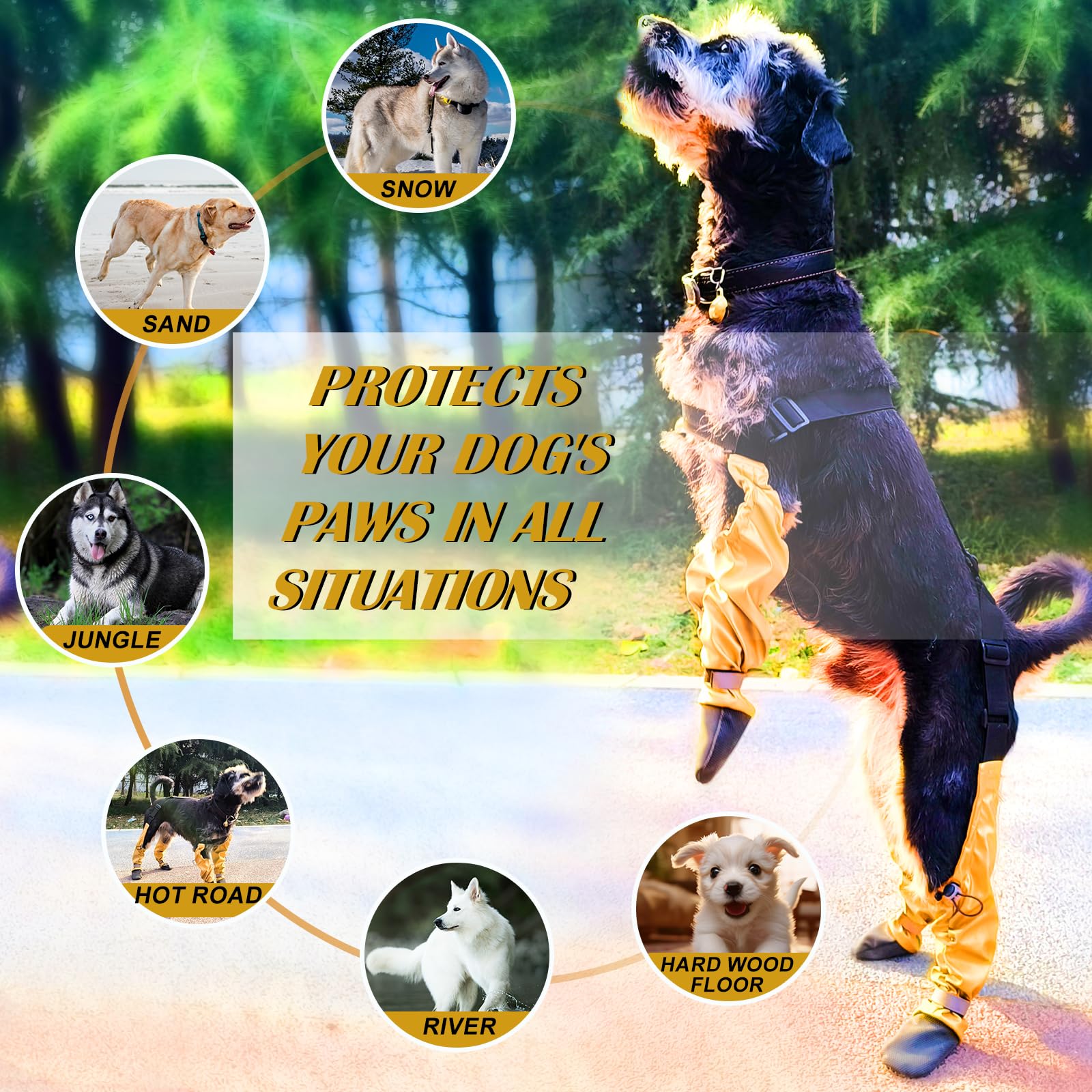 Harnais réglable – Chaussures pour chien avec bandes réfléchissantes, antidérapantes et imperméables, protection des pattes pour toutes les saisons (L)