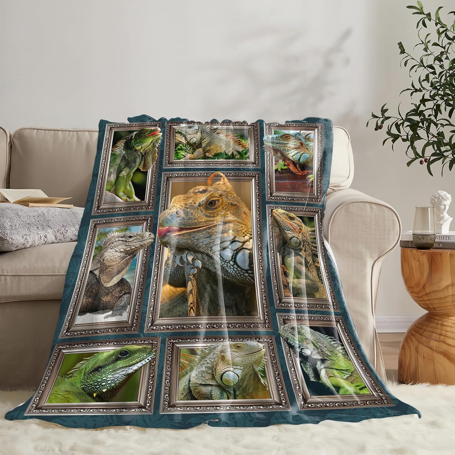 Lizard Blanket for Girls Women Boys Men Adults Kids Soft Cozy Fleece Iguana Reptile Lovers Throw Blankets Gifts Warm Flannel Plush Stuff Lightweight Decorative for Couch Bed Sofa 50"X40" - Image 4