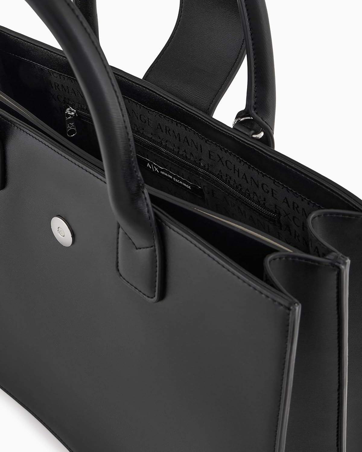 Armani Exchange Women's Jodie, Sustainable, Logo Plate Closure Medium Tote, M