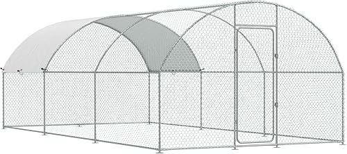 Esright Gallinero de metal extra grande para patio con cubierta, 19.5 x 10 x 6.4 pies, corral de pollo para exteriores, patio trasero y granja,