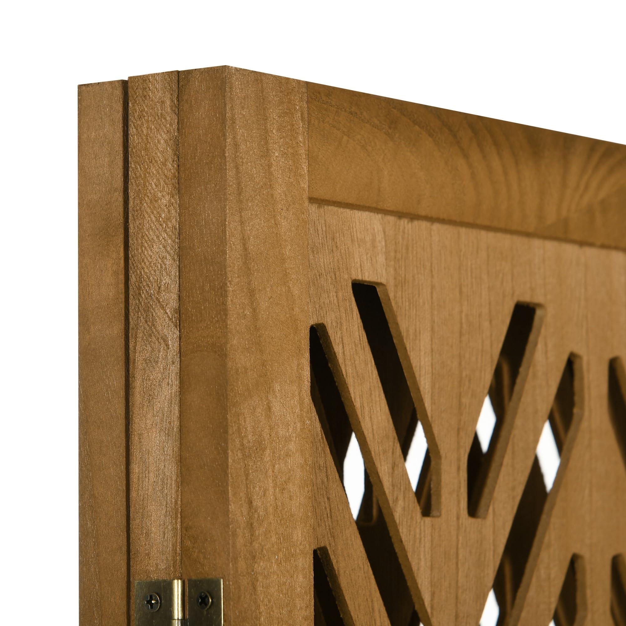 HOMCOM Biombo de 3 Paneles Separador de Ambientes Plegable 120x1,7x170 cm Divisor de Habitación de Madera con Patrones Geométricos para Oficina Dormitorio Natural