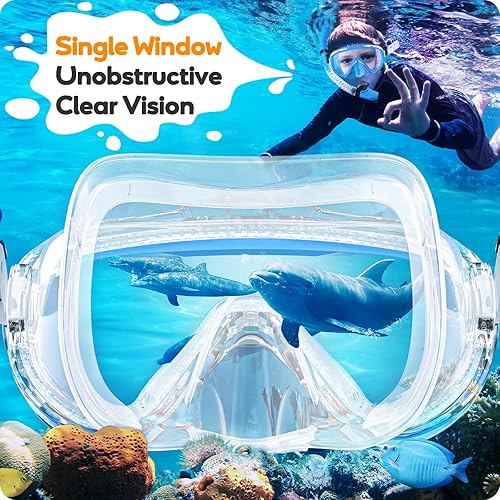 Miniatura 3 de Juego de esnórquel para niños, máscara de esnórquel con parte superior seca para niños, máscara de buceo con vista panorámica antivaho, equipo de