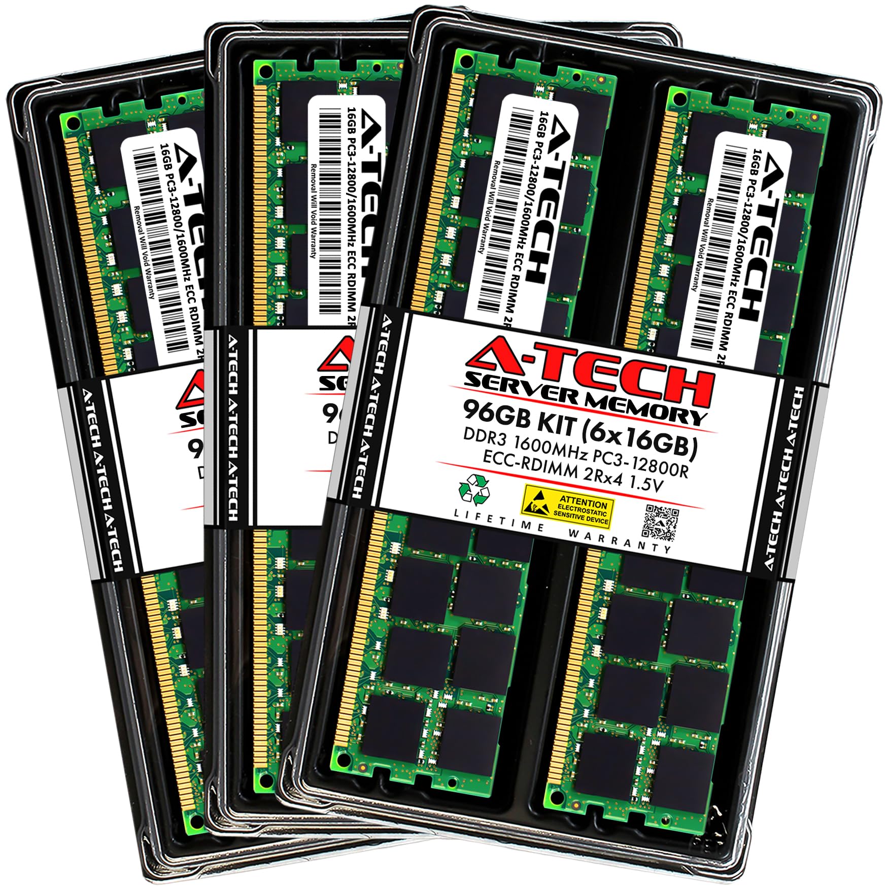 A-Tech 96GB Kit (6x16GB) DDR3 1600MHz PC3-12800R ECC RDIMM 2Rx4