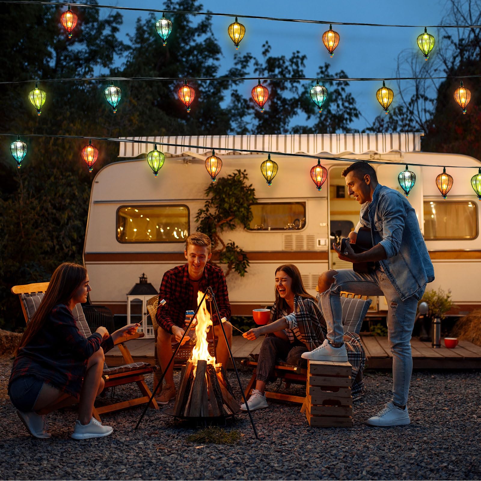 Guirlande lumineuse de 3,4 m à suspendre avec 10 ampoules de couleur, lumières d'extérieur sur le thème de la plage tropicale, guirlande lumineuse de terrasse pour fête et camping