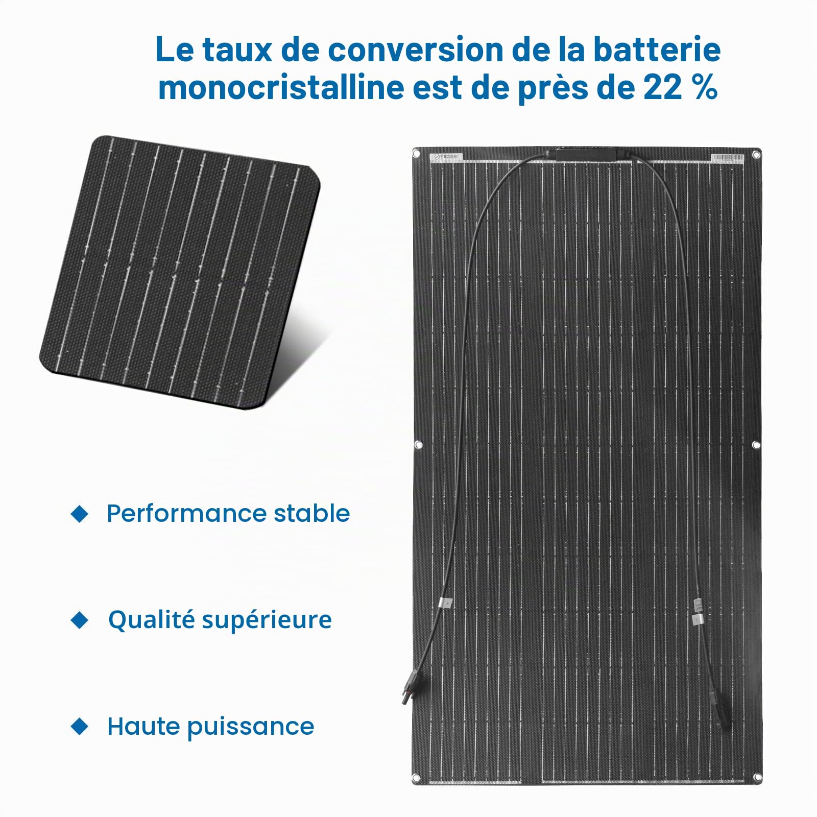 Kit Panneaux Solaires Flexibles etfe 200W 2 Pièces 100W ETFE chargeur Solaire Flexible 20A contrôleur charge Solaire pour camping-car, voiture, camping