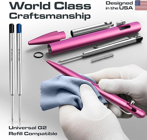 Miniatura 4 de BASTION Bolígrafo de acción de perno delgado de lujo, bolígrafo EDC de aluminio ligero con punta fina, bolígrafo profesional para la escuela y el