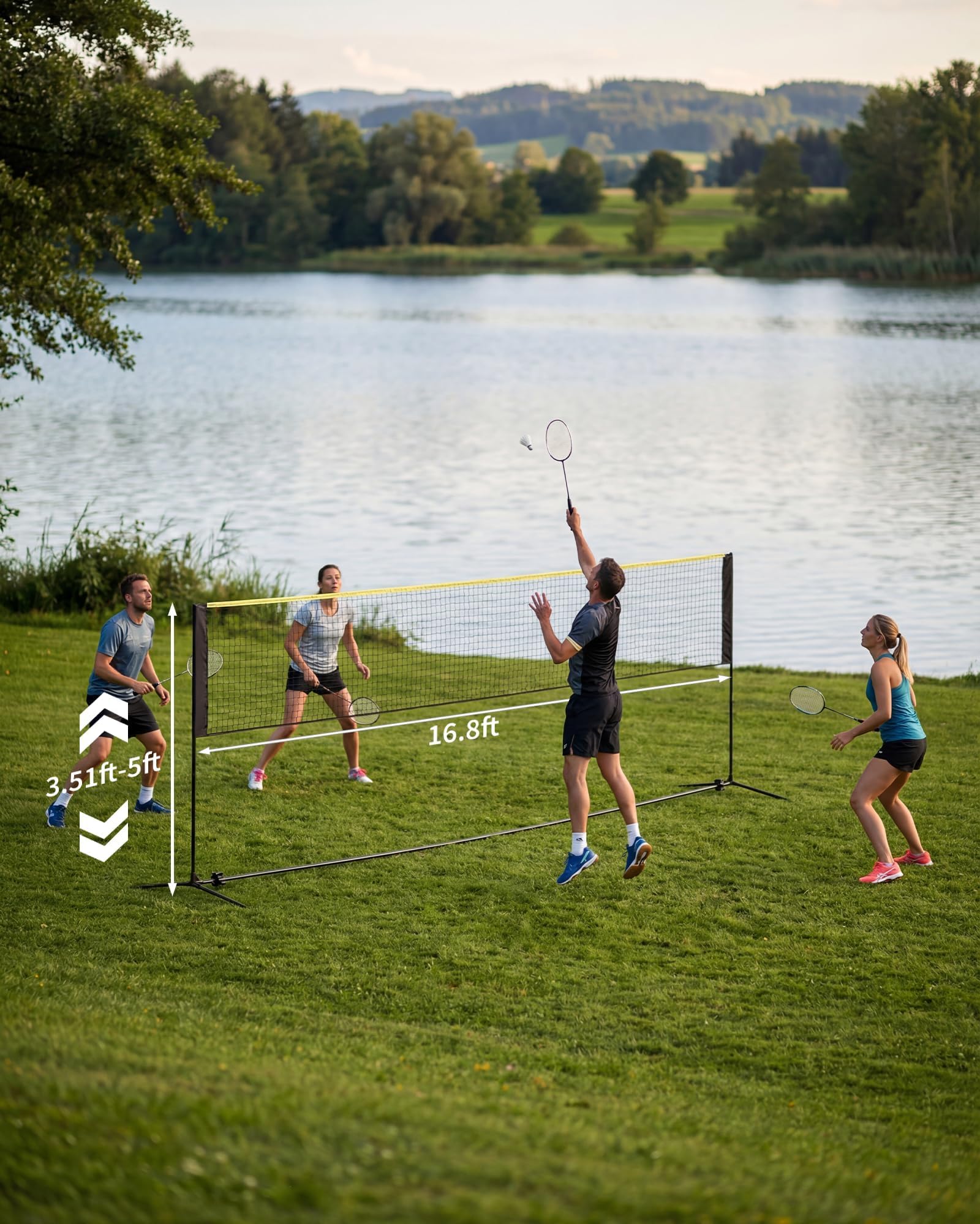 IDEALHOUSE Pickleball‑Badminton‑Set,518cm Netz für Garten‑Outdoor | Werkzeugfreie Montage innerhalb weniger Minuten Rostbeständiger Stahl‑Rahmen & strapazierfähiges PE‑Netz Inklusive praktische