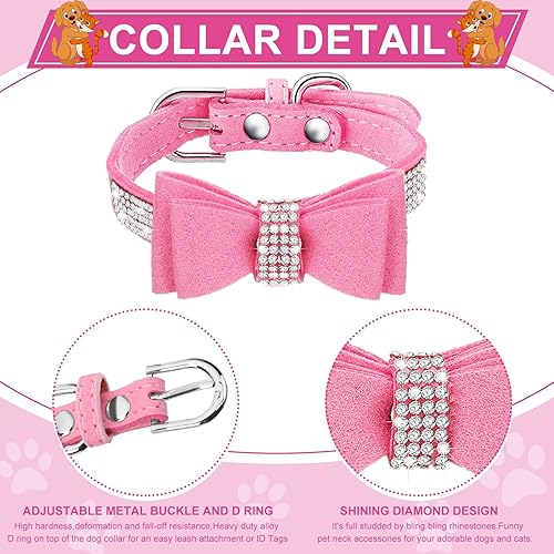 Miniatura 9 de Saintrygo 6 collares para cachorros y niñas, collar de perro rosa con diamantes de imitación para perro y gato, collar de diamante brillante con