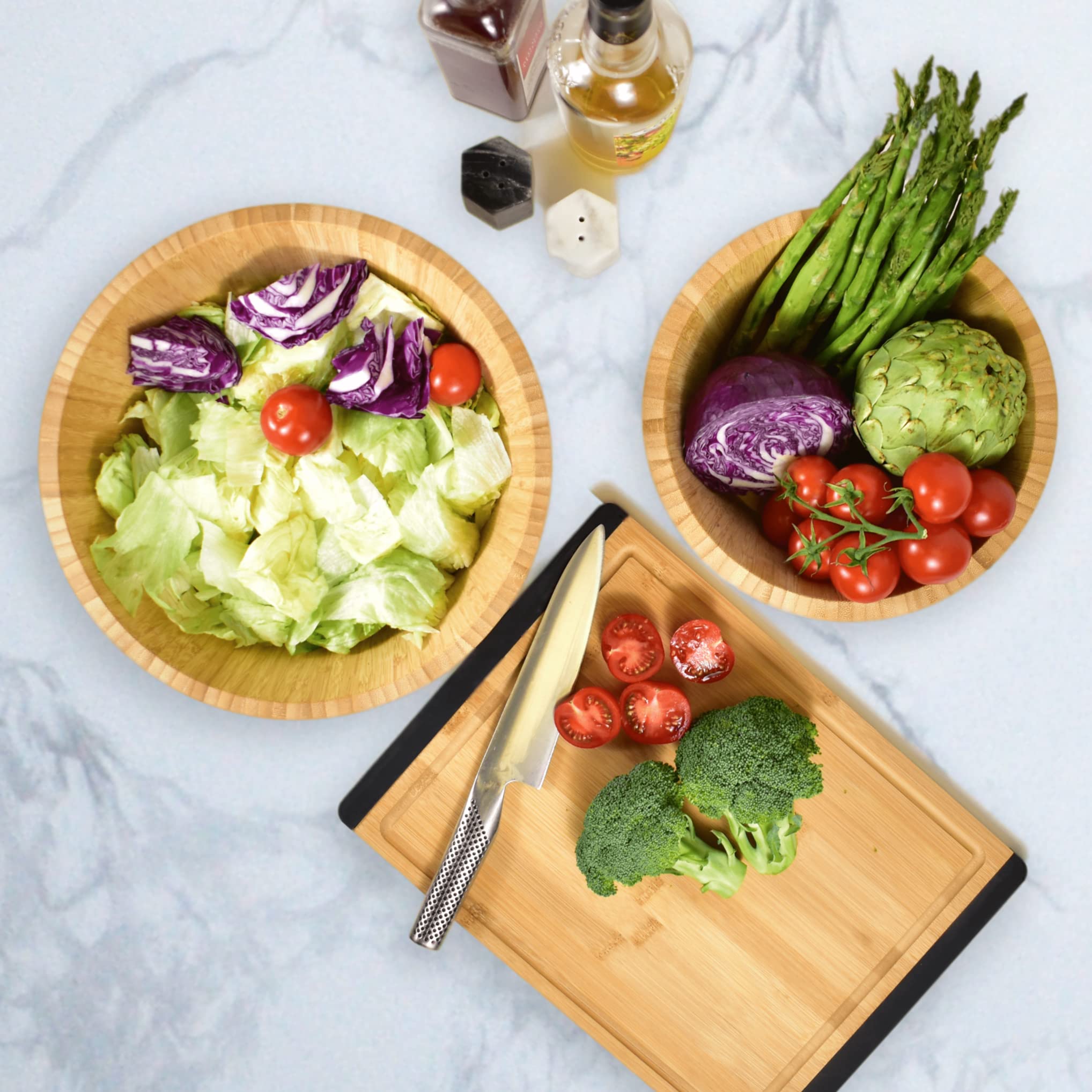 Realm Large Bamboo Bowl Set (Eggplant Purple Painted Exterior) | 12