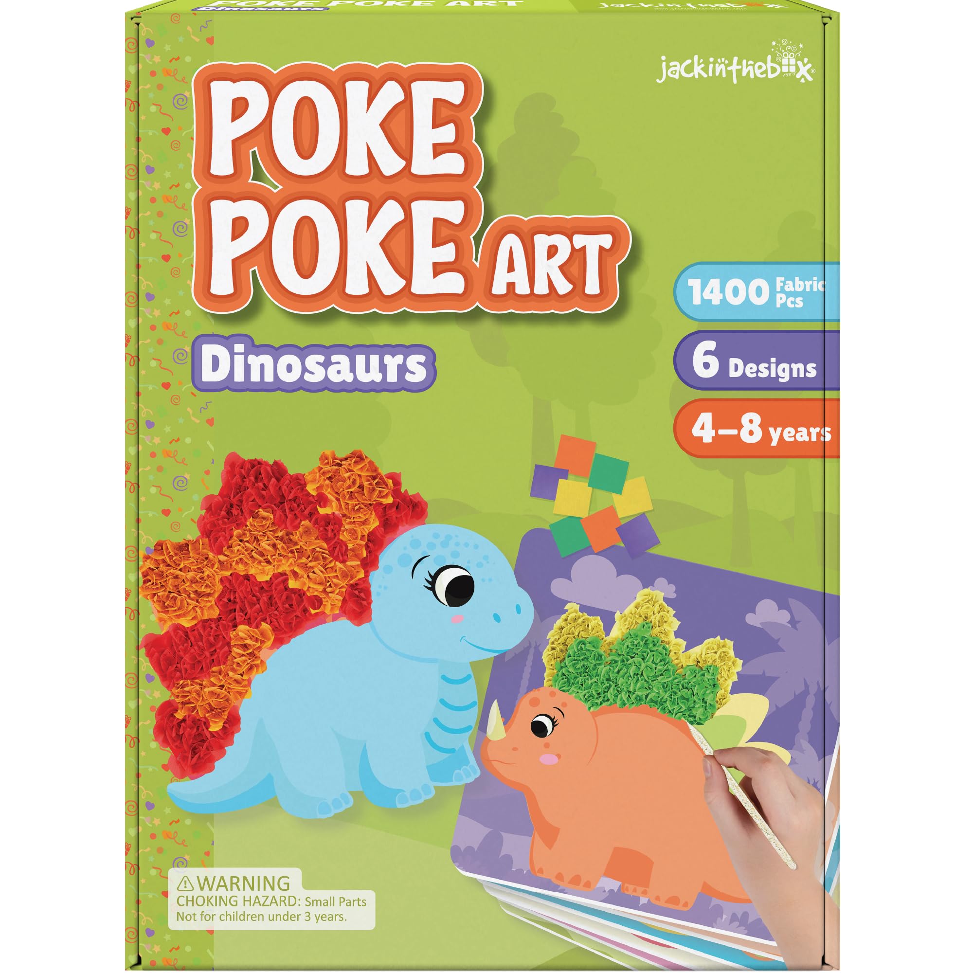 jackinthebox Poke Art Dinosaurs Crafts Kit for Kids, Boys &amp; Girls, Ages 4-8