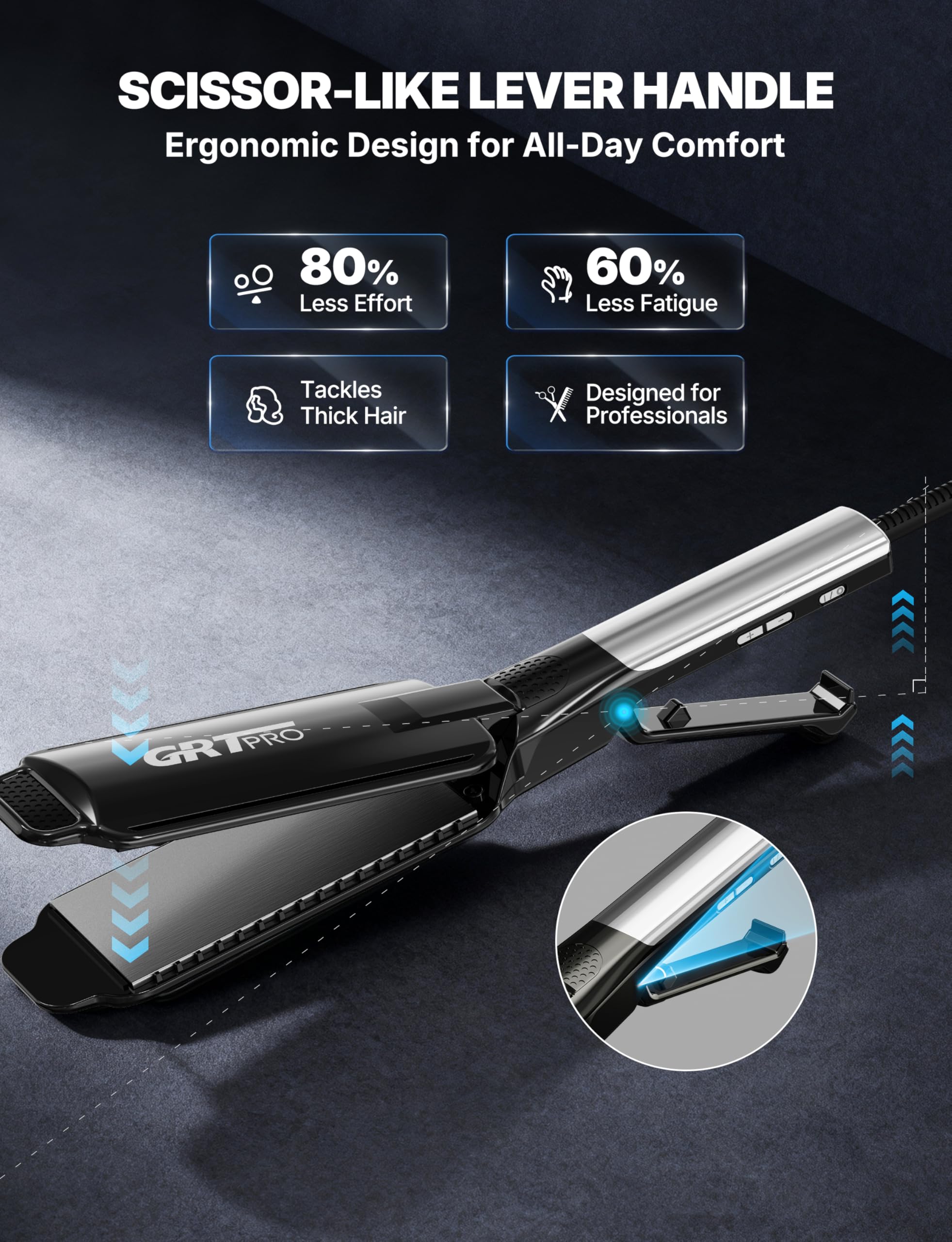 Plancha de Pelo Profesional Planchas del Pelo Anchas 55mm - Plancha Pelo con Revestimiento Cerámico, 40 Millones de Iones Negativos - 19 Temperaturas (50-230°C) Para Cabello Largo, Grueso o Rizado
