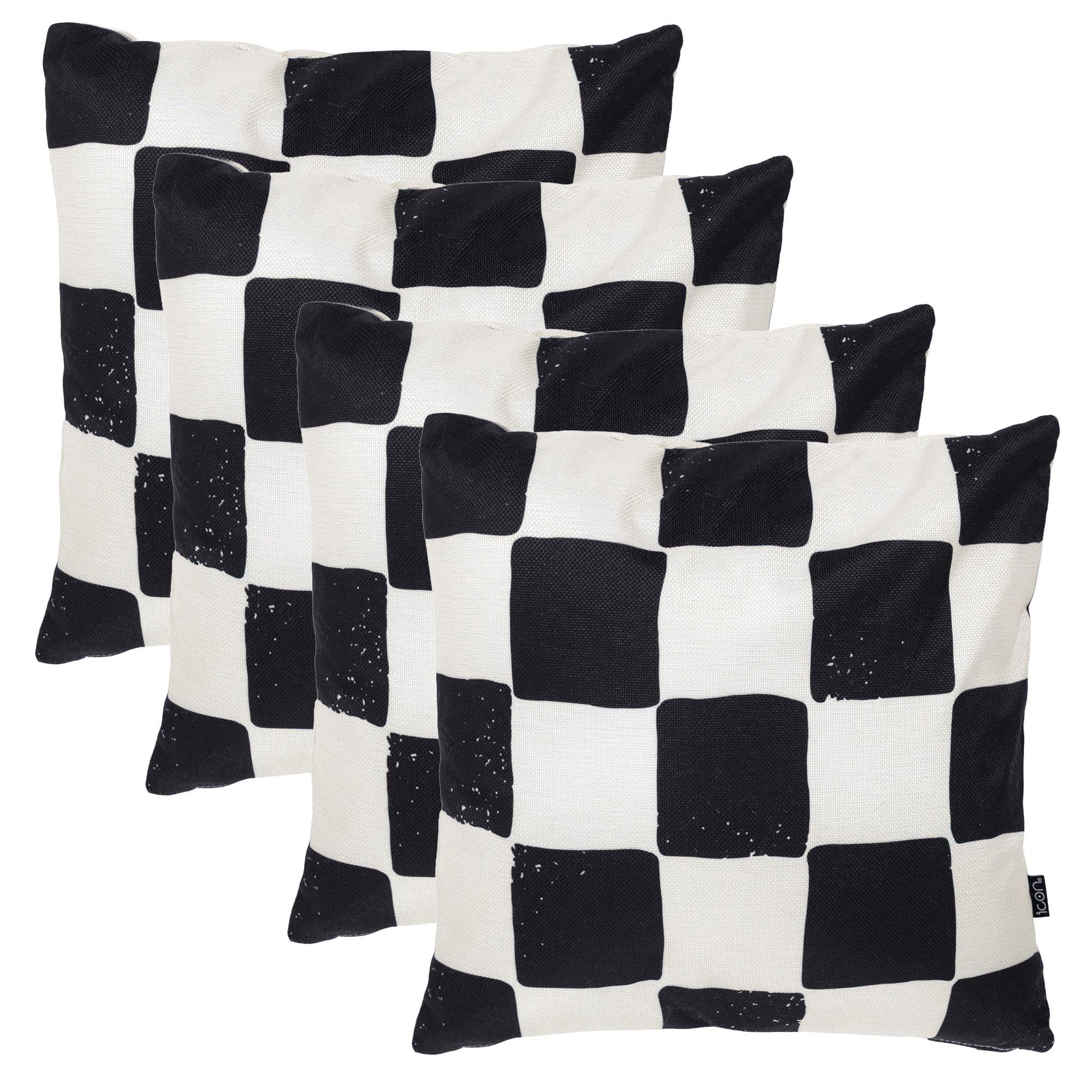 ICON Cushion 43x43cm Checkerboard Mono White