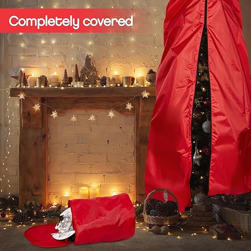 Miniatura 6 de Bolsa vertical de almacenamiento para árbol de Navidad, cubierta impermeable para árbol de Navidad, bolsa de almacenamiento de luz con 3 envolturas