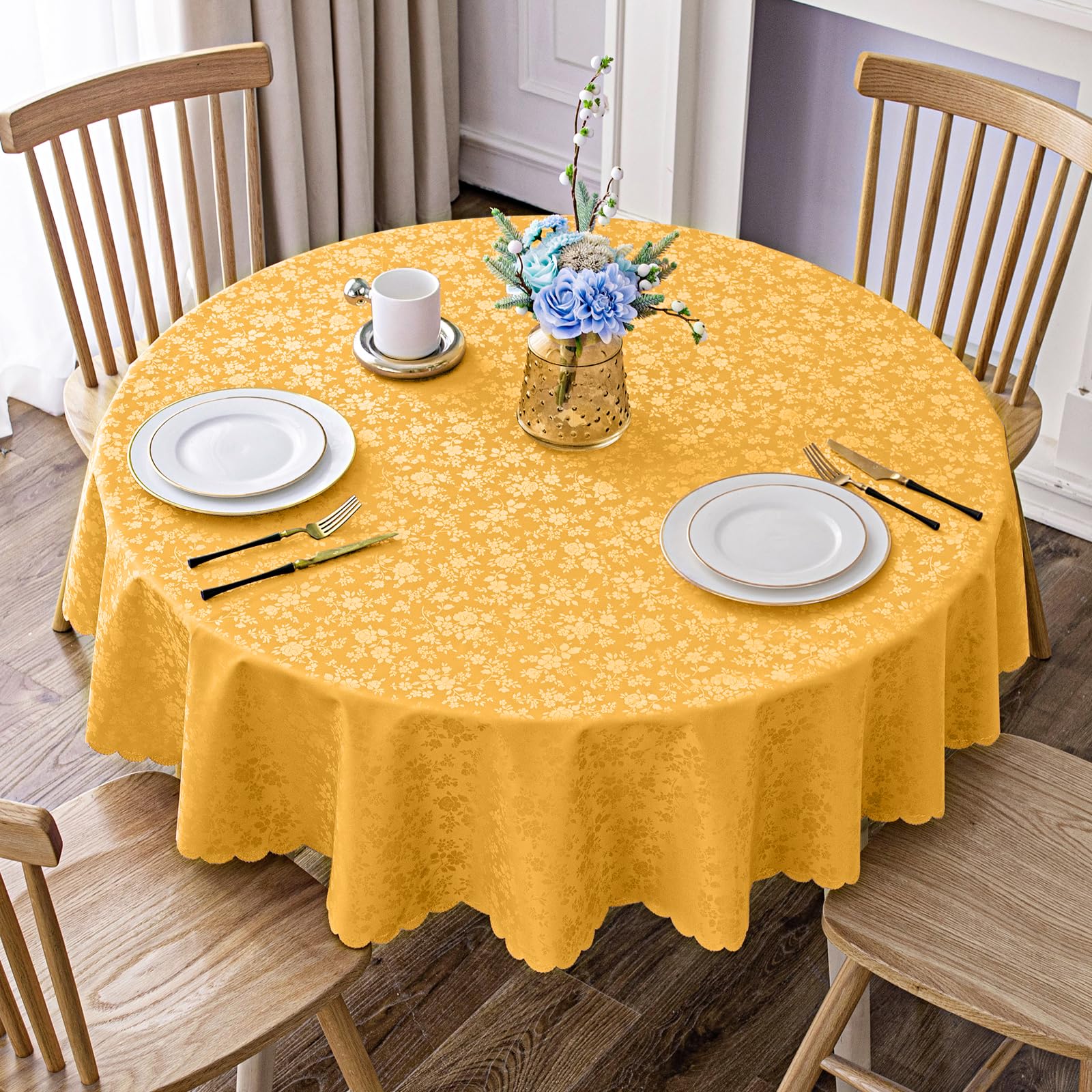 Smiry Round Waterproof Heavy Duty Vinyl Tablecloths, 60 x 60 Inch