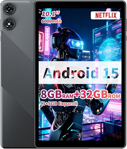 Tablet Android de 10 pulgadas con funda, Tablet PC Android 12 con 4 GB (2 + 2 GB expandir) RAM 32 GB ROM, procesador de 1.6 GHz, batería de 6000