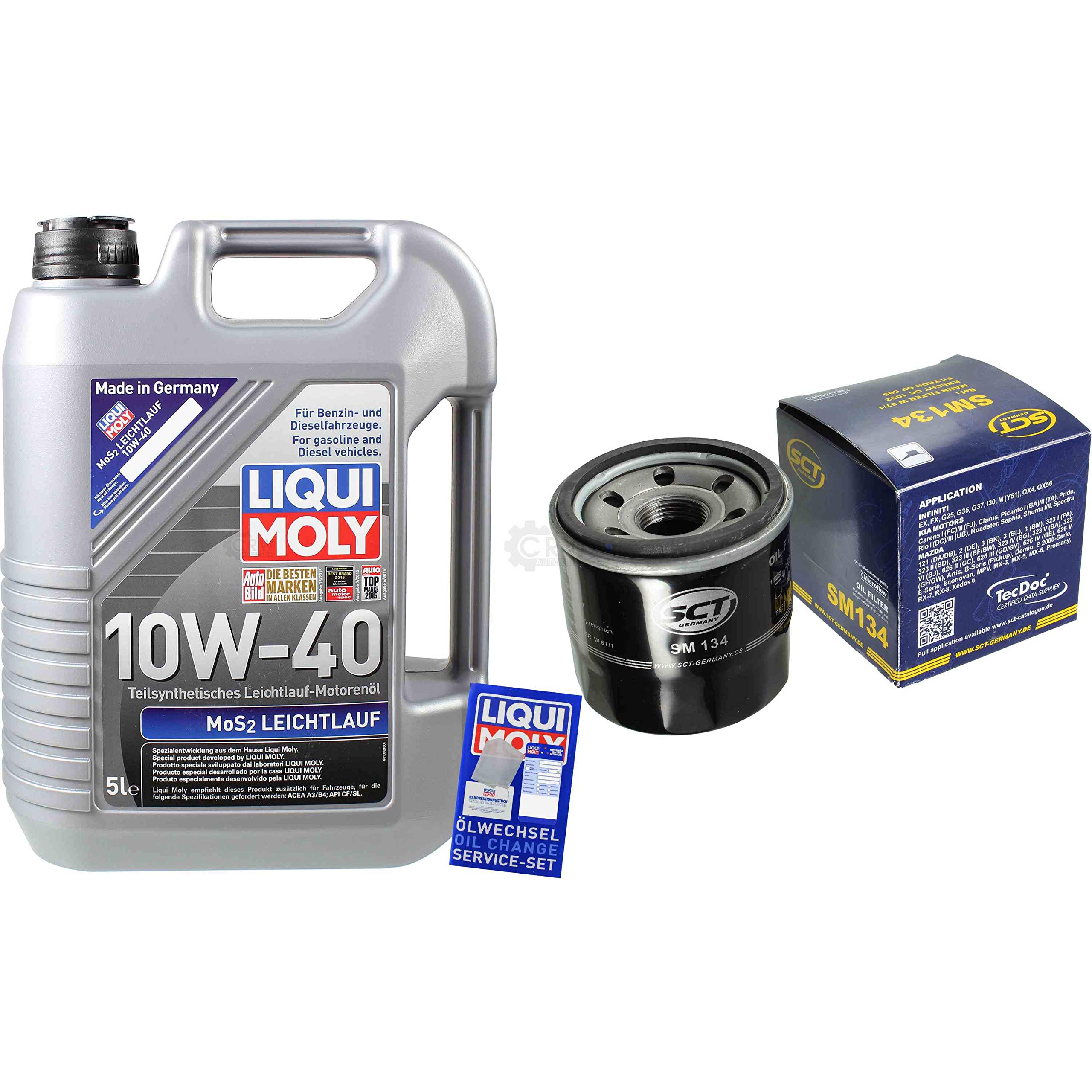 Juego de filtros de 5 litros de aceite de motor MoS2 de marcha suave 10W-40 SCT Germany