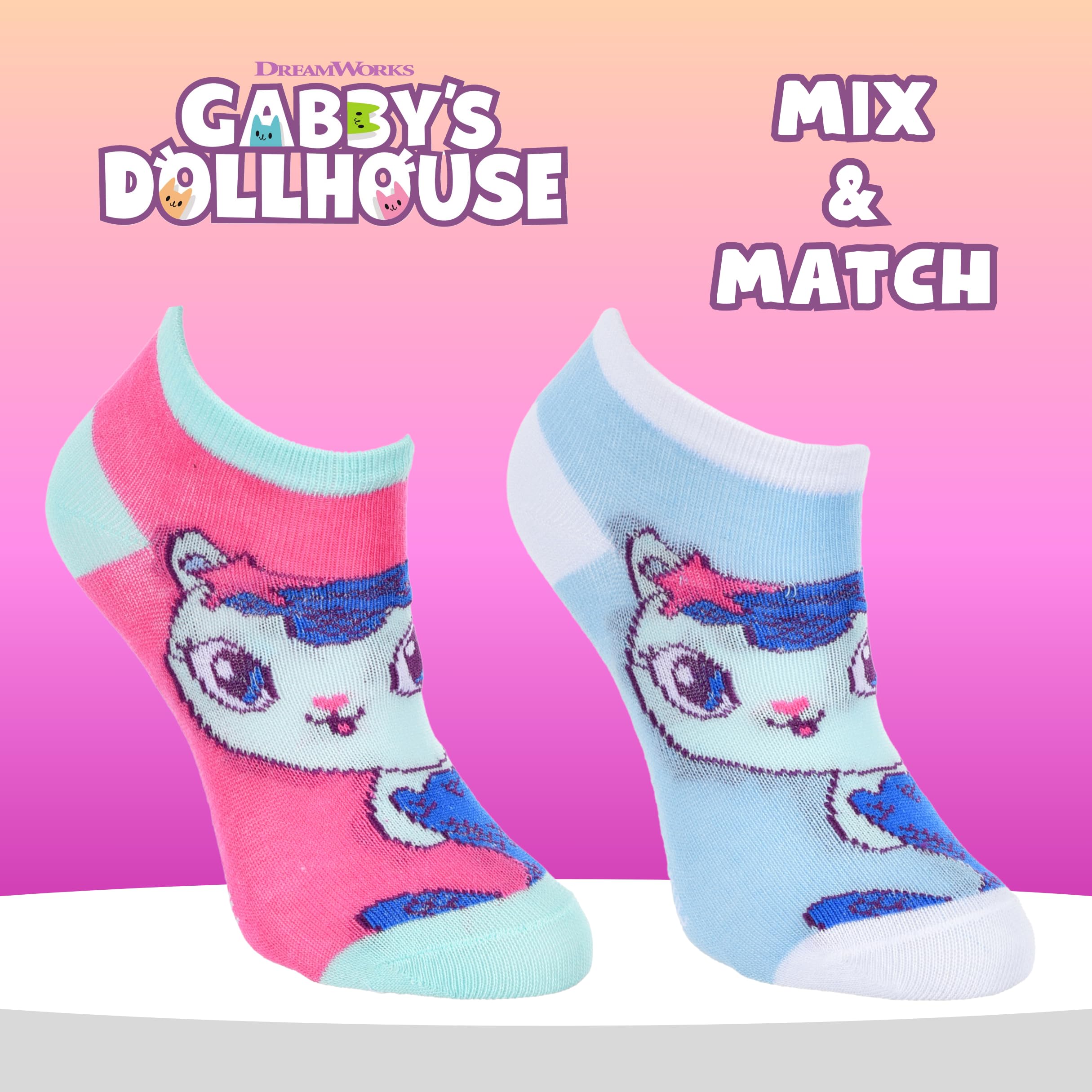 Gabby's Doll House Chaussettes pour Fille, Lot de 6 Paires de Chaussettes Courtes Classiques en Coton, Tailles EU 23 à 34