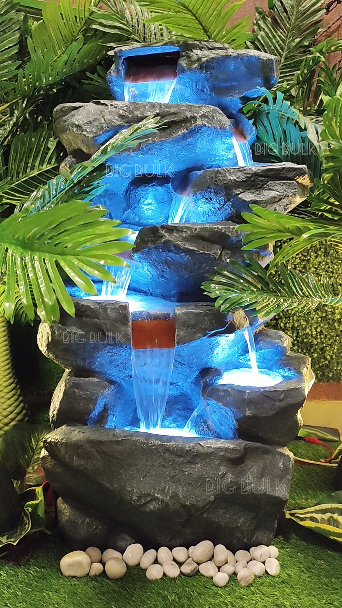 Big Bulk 6 Steps 6 Layer Big Stone Look Fiber Fountain for Home Decor/Living Room/Hall/Office/Garden/Puja Room Indoor Outdoor (Grey: 55 x 40 x105 cm)-image-37