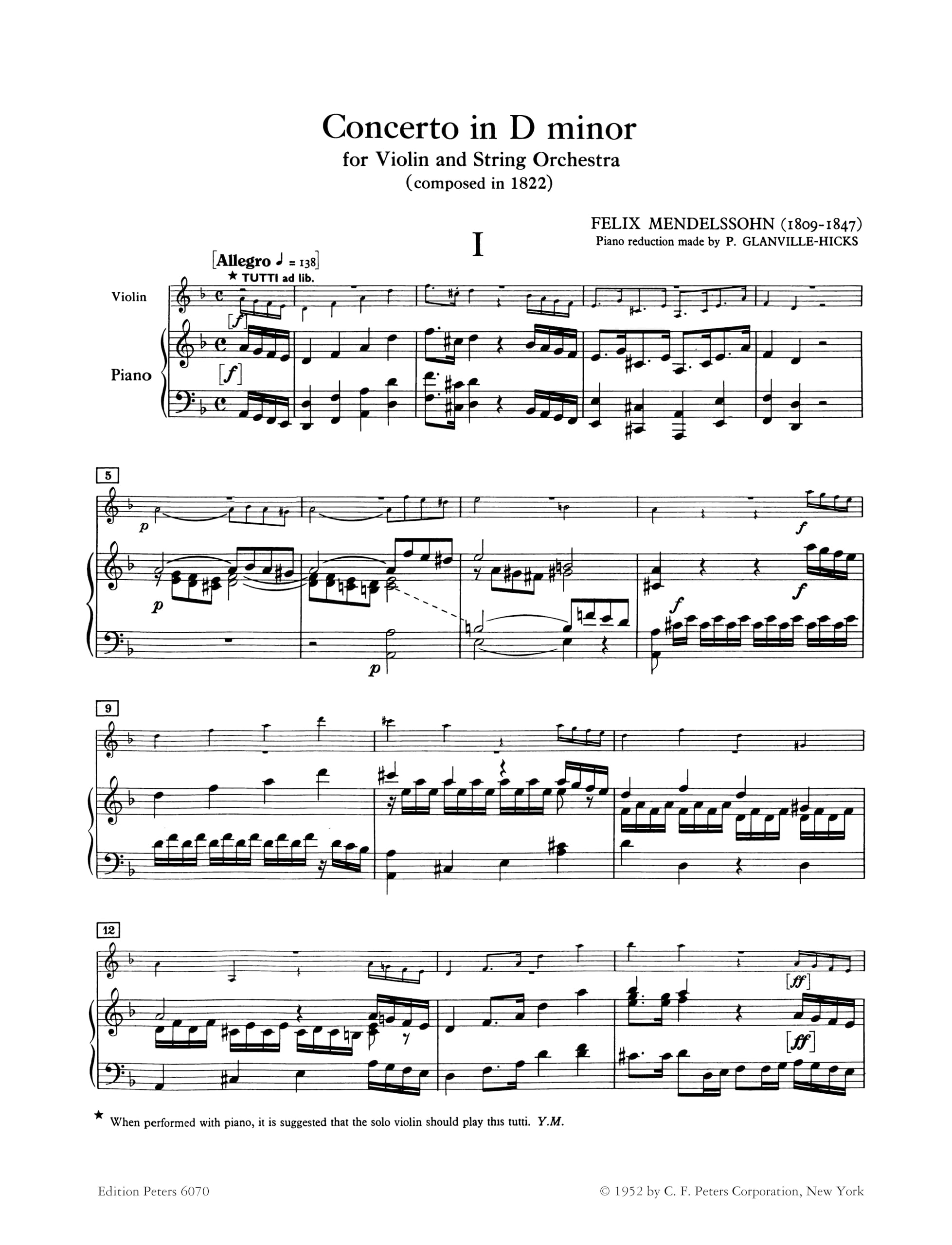Mendelssohn: Violin Concerto in D minor MWV O3 (EP6070)