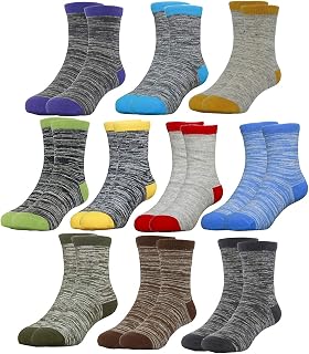 Hzcojulo Kids Toddler Unisex Soft Cotton Ankle Crew Socks for Boys Girls Size Age 1-15 Year -10 Pairs,Assorted color,L/Shoe size 13-3.5/7-10Years