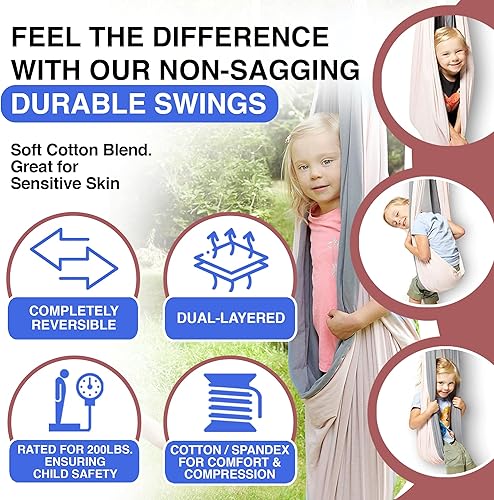 Miniatura 4 de Savoiz - Columpio de terapia para niños - Duradero, ajustable y fácil de instalar - Adecuado para uso en interiores y exteriores - Calmante para