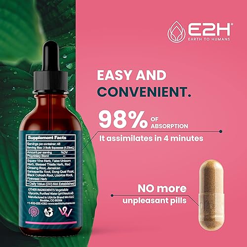 Miniatura 5 de E2H All Natural Women's Wellness, equilibrio hormonal y alivio del síndrome premenstrual con cohosh negro, Dong Quai y raíz de regaliz para aliviar