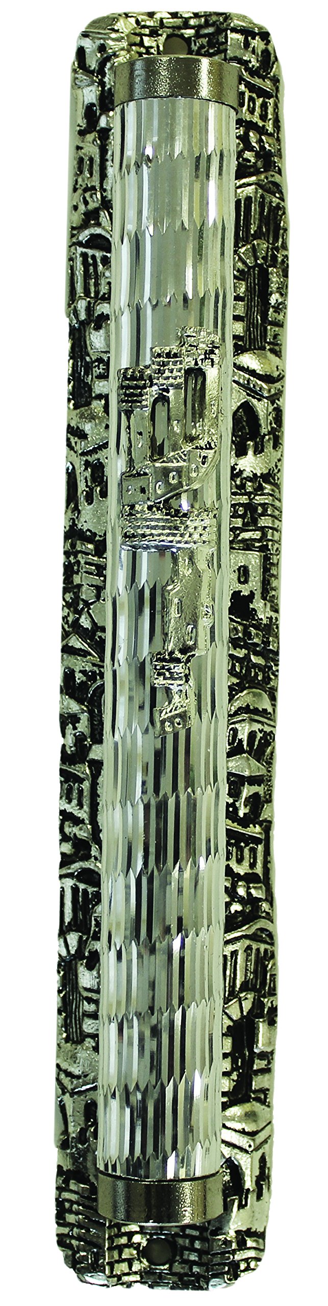 Majestic Giftware PHM14812 Jerusalem Old City Mezuzah Case Cover Art Deco Design, 6.5", Stainless Steel