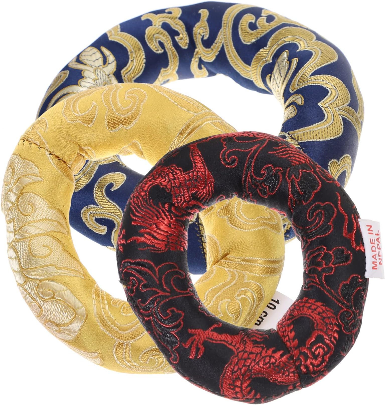 FAVOMOTO 3pcs Buddha Sound Bowl Bottom Mat instruments meditation chair Singing Bowl pad tibetan singing bowl ring silk brocade ring singing bowl cushion decor to heal washer