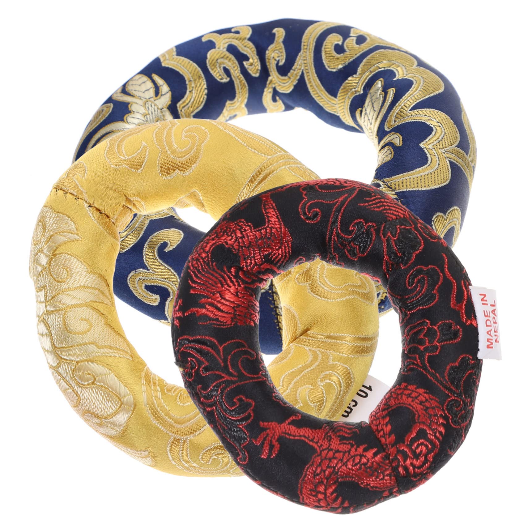 FAVOMOTO 3pcs Buddha Sound Bowl Bottom Mat instruments meditation chair Singing Bowl pad tibetan singing bowl ring silk brocade ring singing bowl cushion decor to heal washer