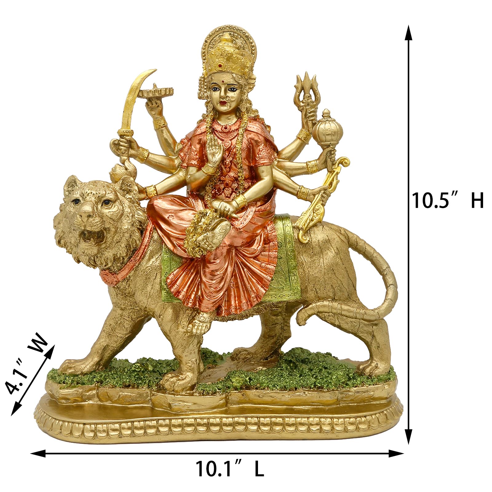 BangBangDa Statua della dea indù Durga Dio indiano Durga su statuette di tigre Decor India Dio Murti Idol Casa Mandir Tempio Puja Scultura Pooja Regali Articolo Altare Yoga Meditazione Sala