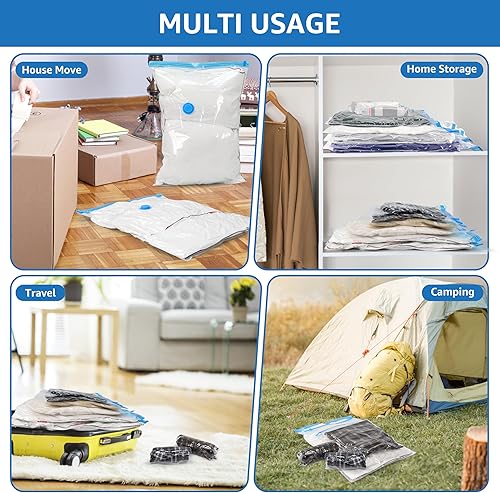 Miniatura 7 de Paquete de 20 bolsas de almacenamiento al vacío (4 Jumbo4 Grandes4 Medianas4 Pequeñas4 Rollos M), bolsas de sellado al vacío con bomba de mano para