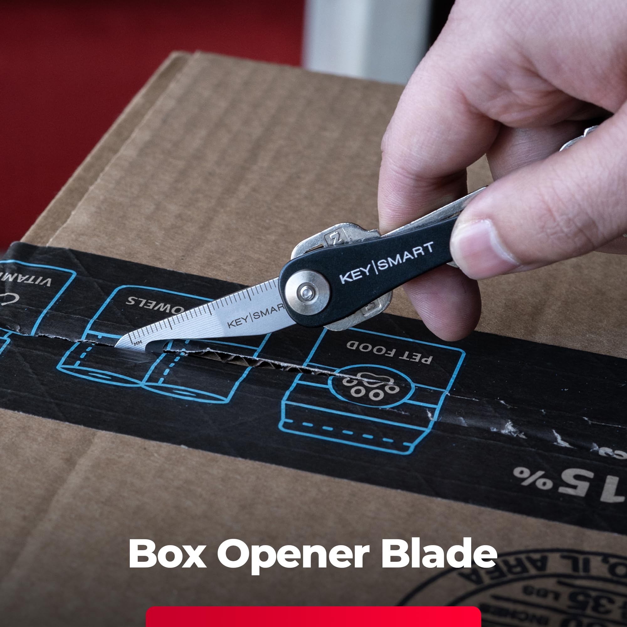 KeySmart MultiTool - Utensile portachiavi multiuso 5 in 1 con taglierino, righello, asta a leva, cacciavite a croce e a testa piatta, EDC Gear Mini Multitool
