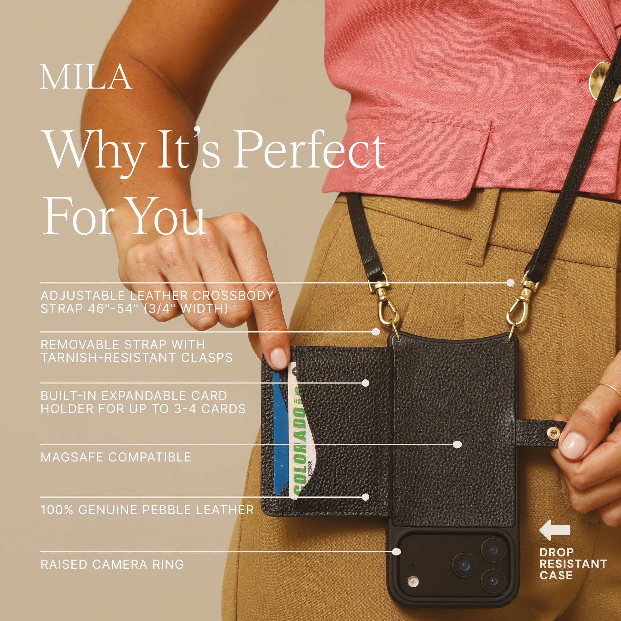 Amazon.com: Bandolier Mila Leather Crossbody MagSafe Case iPhone